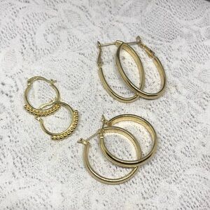 Retro/vintage style ATI CN gold tone hoop earrings costume faux fine look.